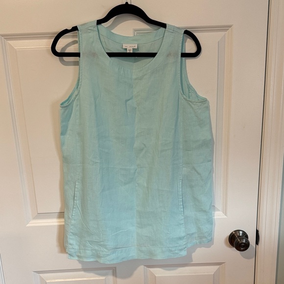 Linen PureJill Sleeveless Aqua Top - Picture 4 of 4